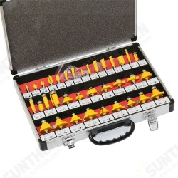 35PCS 8mm Shank Tungsten Carbide Router Bit Set Wood Woodworking Cutter Trimming Knife Forming Milling w/ Aluminum Alloy Case Box 35PCS 8mm Shank Tungsten Carbide Router Bit Set Wood Woodworking Cutter Trimming Knife Forming Milling w/ Aluminum Alloy Case Box