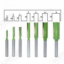 7pcs 6mm Shank Single Double Flute Straight Bit Milling Cutter Wood Tungsten Carbide Router Bit