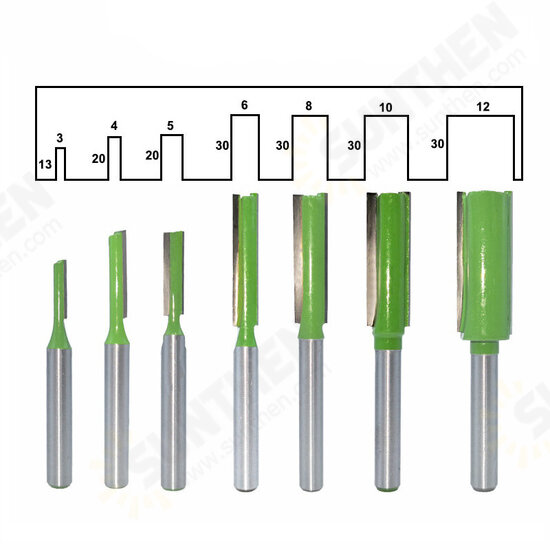 7pcs 6mm Shank Single Double Flute Straight Bit Milling Cutter Wood Tungsten Carbide Router Bit