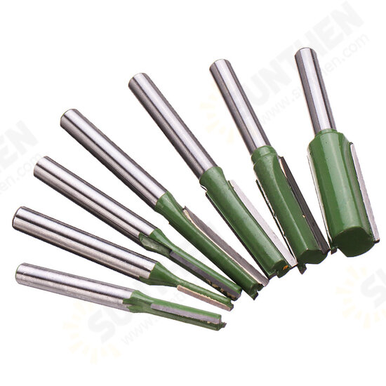 7pcs 6mm Shank Single Double Flute Straight Bit Milling Cutter Wood Tungsten Carbide Router Bit