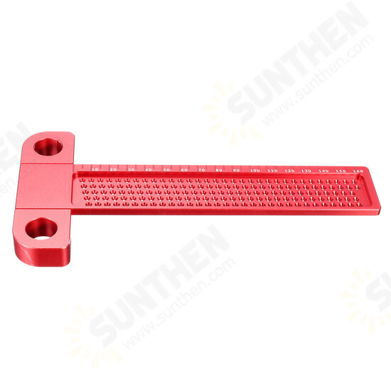 Aluminium Alloy T-160 Hole Positioning Metric Measuring Ruler Woodworking Precision Marking Scriber Aluminium Alloy T-160 Hole Positioning Metric Measuring Ruler Woodworking Precision Marking Scriber
