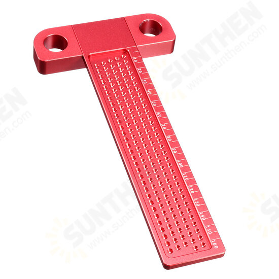 Aluminium Alloy T-160 Hole Positioning Metric Measuring Ruler Woodworking Precision Marking Scriber Aluminium Alloy T-160 Hole Positioning Metric Measuring Ruler Woodworking Precision Marking Scriber