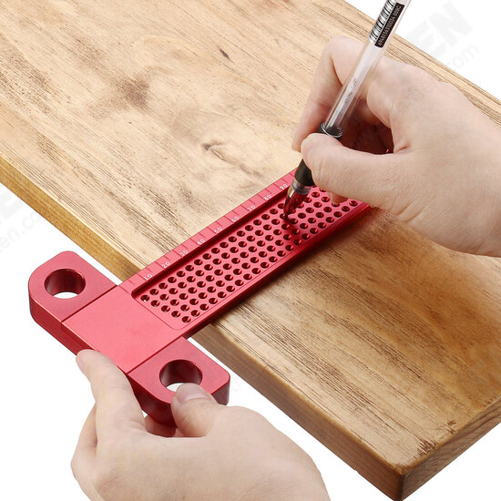 Aluminium Alloy T-160 Hole Positioning Metric Measuring Ruler Woodworking Precision Marking Scriber Aluminium Alloy T-160 Hole Positioning Metric Measuring Ruler Woodworking Precision Marking Scriber