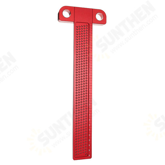 Aluminium Alloy T-260 Hole Positioning Metric Measuring Ruler 260mm Precision Marking T-Rule Scriber Ruler Woodworking Tool Aluminium Alloy T-260 Hole Positioning Metric Measuring Ruler 260mm Precision Marking T-Rule Scriber Ruler Woodworking Tool