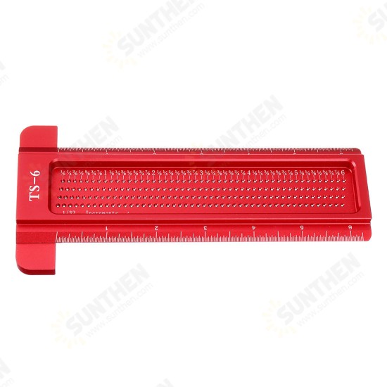 Aluminium Alloy TS 3 to 8 Inch Hole Positioning Measuring Ruler Precision Marking T Ruler Scriber Ruler Woodworking Tool Aluminium Alloy TS 3 to 8 Inch Hole Positioning Measuring Ruler Precision Marking T Ruler Scriber Ruler Woodworking Tool