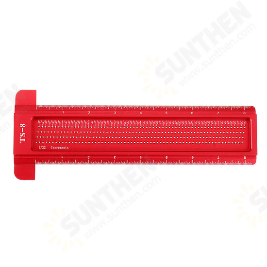 Aluminium Alloy TS 3 to 8 Inch Hole Positioning Measuring Ruler Precision Marking T Ruler Scriber Ruler Woodworking Tool Aluminium Alloy TS 3 to 8 Inch Hole Positioning Measuring Ruler Precision Marking T Ruler Scriber Ruler Woodworking Tool