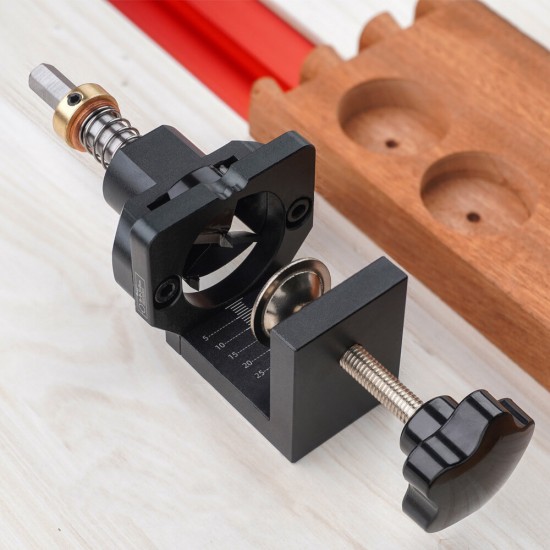 Aluminum Alloy 35mm Hinge Jig with Clamp Forsnter Drill Bit Drilling Guide Hole Punch Locator Kit Woodworking Cabinet Door Installation Hole Locator