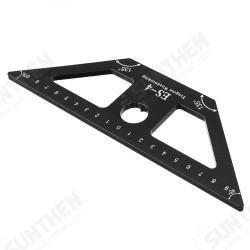 ES-4 Aluminum Alloy 45 Degree Scribing Ruler with Base Woodwokring Marking Angle Ruler T Ruler Measuring Tool