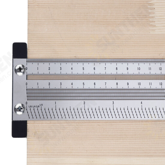 Inch and 200/300/400mm Stainless Steel Precision Marking T Ruler Hole Positioning Measuring Ruler Woodworking Scriber Scribing Tool
