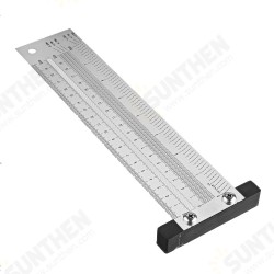 Inch and 200/300/400mm Stainless Steel Precision Marking T Ruler Hole Positioning Measuring Ruler Woodworking Scriber Scribing Tool
