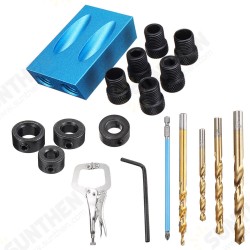 Pocket Hole Screw Jig Dowel Drill Guide Woodworking Locator with Drill Bits Woodworking Clamp