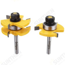 RB22 2Pcs Tongue & Groove Router Bit Set 1/4 Inch Shank 3 Teeth T-shape Wood Milling Cutter RB22 2Pcs Tongue & Groove Router Bit Set 1/4 Inch Shank 3 Teeth T-shape Wood Milling Cutter