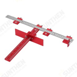 Red Aluminum Alloy Metric/Inch Cabinet Hardware Jig 4mm 5mm Drill Guide Cabinet Handle Template Jig