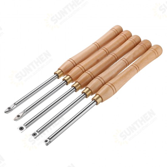 Wood Turning Tool Carbide Insert Cutter with Wood Handle Lathe Tools Round Shank Woodworking Tool