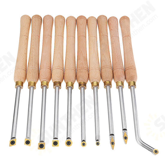 Wood Turning Tool Wood Handle with Titanium Coated Wood Carbide Insert Cutter Round Shank Woodworking Tool