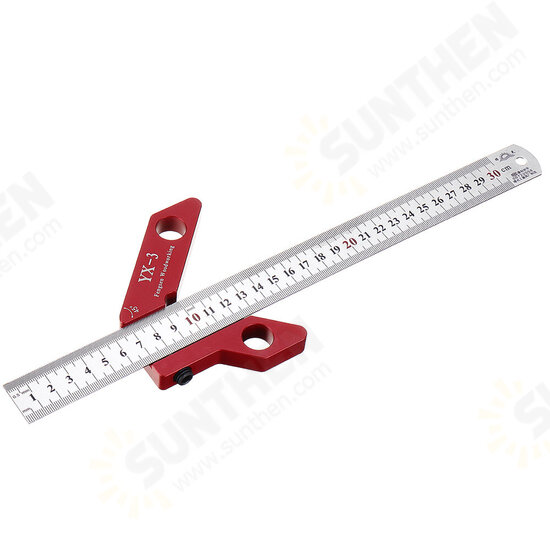 YX-3 Woodworking Magnetic Center Scriber Finder 45 90 Degrees Angle Line Caliber Ruler Metric and Inch Wood Measuring Scribe Tool