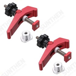 2 Pcs Red Quick Acting Hold Down Clamp Aluminum Alloy T-Slot T-Track Clamp Set Woodworking Tool for Woodworking Table