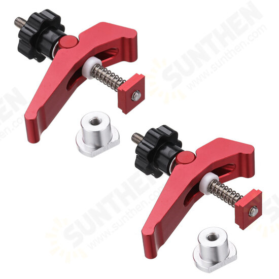 2 Pcs Red Quick Acting Hold Down Clamp Aluminum Alloy T-Slot T-Track Clamp Set Woodworking Tool for Woodworking Table 2 Pcs Red Quick Acting Hold Down Clamp Aluminum Alloy T-Slot T-Track Clamp Set Woodworking Tool for Woodworking Table