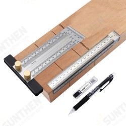 High-precision Scale Ruler T-type Hole Ruler Stainless Woodworking Scribing Mark High-precision Scale Ruler T-type Hole Ruler Stainless Woodworking Scribing Mark