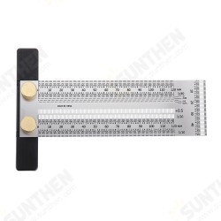 High-precision Scale Ruler T-type Hole Ruler Stainless Woodworking Scribing Mark