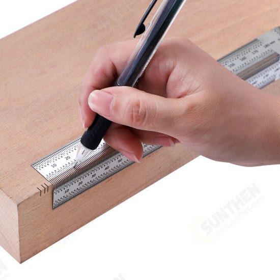 High-precision Scale Ruler T-type Hole Ruler Stainless Woodworking Scribing Mark High-precision Scale Ruler T-type Hole Ruler Stainless Woodworking Scribing Mark