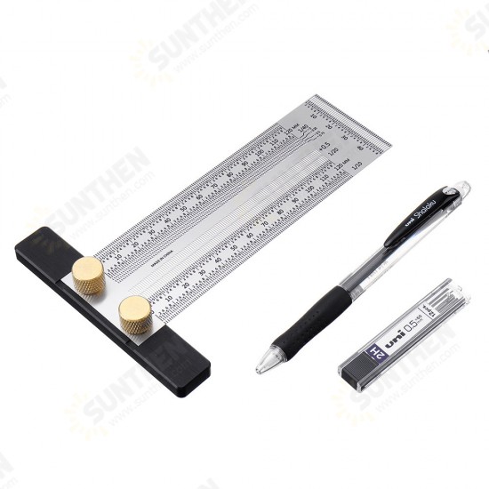 High-precision Scale Ruler T-type Hole Ruler Stainless Woodworking Scribing Mark High-precision Scale Ruler T-type Hole Ruler Stainless Woodworking Scribing Mark