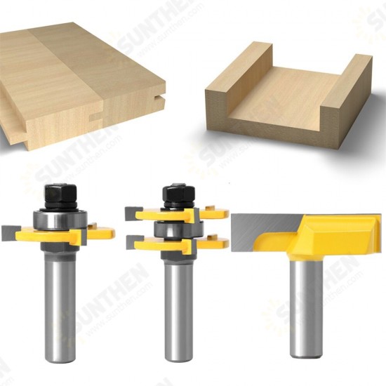 3 Pcs Set 1/2 Handle 12mm Shank Three-Tooth Router Bit T-Type Tenon Knife Clear Bottom Knifes Large Diameter Slotting Knife Home Tools 3 Pcs Set 1/2 Handle 12mm Shank Three-Tooth Router Bit T-Type Tenon Knife Clear Bottom Knifes Large Diameter Slotting Knife Home Tools
