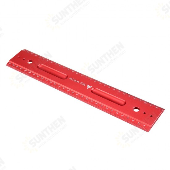 300mm Metric Aluminum Alloy Striaght Ruler Gauge Precision Woodworking Square Measuring Tools