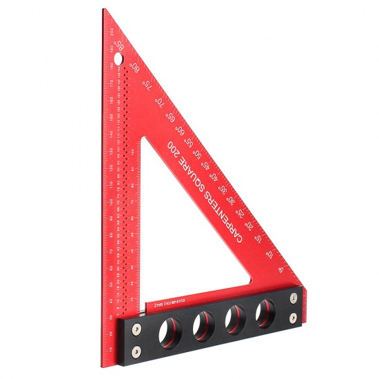 200mm Aluminum Alloy Carpenter Square Triangle Ruler Woodworking Precision Hole Positioning Square