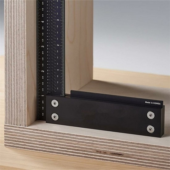 Woodworking 0-200mm Metric Aluminum Alloy L-shape Ruler Multifunction Square Ruler Hole Ruler Measurement Ruler