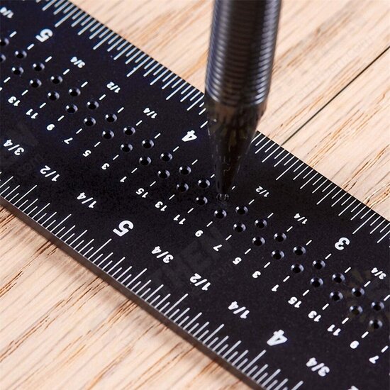 Woodworking 0-200mm Metric Aluminum Alloy L-shape Ruler Multifunction Square Ruler Hole Ruler Measurement Ruler