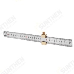 Woodworking Metric and Inch Line Scribe Ruler Positioning Measuring Ruler 300mm Marking T-Ruler Woodworking Tool