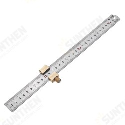 Woodworking Metric and Inch Line Scribe Ruler Positioning Measuring Ruler 300mm Marking T-Ruler Woodworking Tool