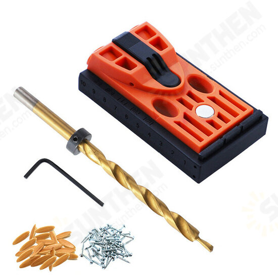 Woodworking Pocket Hole Jig Kit Woodworking Punch Locator Oblique Hole Opener Kit With Step Drill For DIY Woodworking