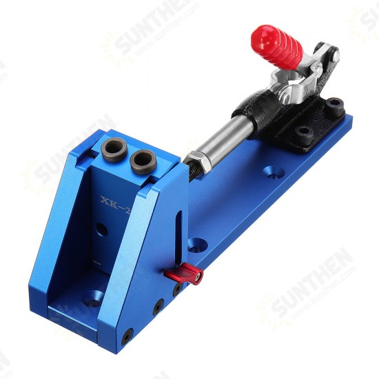 XK-2 Aluminum Alloy Pocket Hole Jig System Woodworking Drill Guide with Toggle Clamp 9.5mm Step Drill Bits