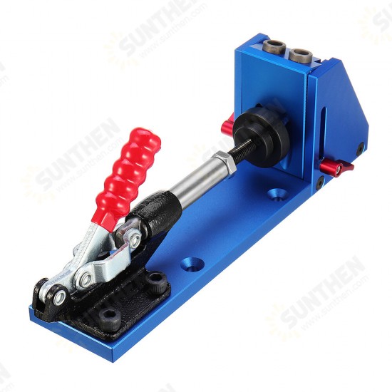 XK-2 Aluminum Alloy Pocket Hole Jig System Woodworking Drill Guide with Toggle Clamp 9.5mm Step Drill Bits