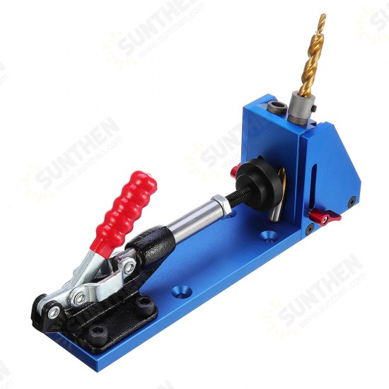 XK-2 Aluminum Alloy Pocket Hole Jig System Woodworking Drill Guide with Toggle Clamp 9.5mm Step Drill Bits