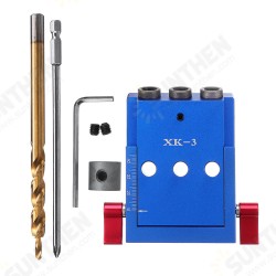 XK-3 Pocket Hole Jig Kit 3 Holes Woodworking Drill Guide Aluminium Oblique Drill Guide Locator Tools