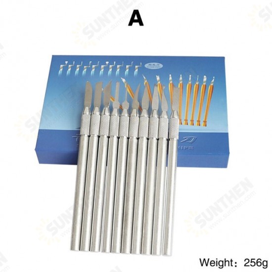 10pcs Professional Carving Chisel Knife Hand Tool Set Dental Lab Stainless Steel Wax Carving Tool