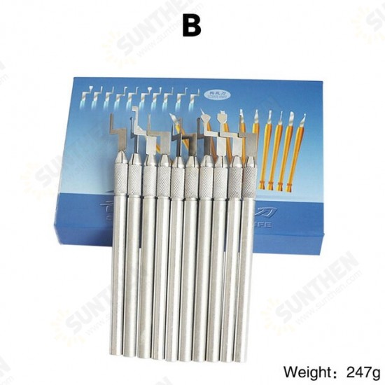 10pcs Professional Carving Chisel Knife Hand Tool Set Stainless Steel Wax Carving Tool