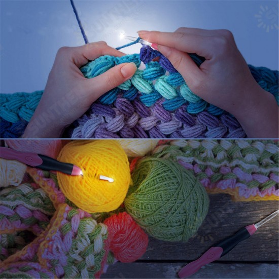 11 In 1 USB LED Light Knitted Crochet Kit DIY Weaving Tool Kits Sweater Sewing Accessories DIY LED Flash Kit