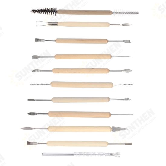 11Pcs Clay Sculpting Tool Kit Sculpt Smoothing Wax Carving Pottery Ceramic Tools Polymer Shapers Modeling Carved Tool