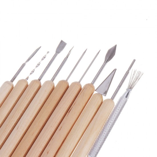 11Pcs Clay Sculpting Tool Kit Sculpt Smoothing Wax Carving Pottery Ceramic Tools Polymer Shapers Modeling Carved Tool