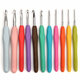 11pcs Multicolor Soft Plastic Handle Aluminum Weave Crochet Hooks Knitting Needles