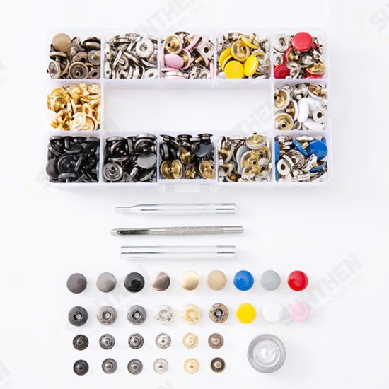 120Pcs Metal Buttons Set Press Studs with 4Pcs Fixing Tools 1Pcs Pliers