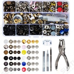 120Pcs Metal Buttons Set Press Studs with 4Pcs Fixing Tools 1Pcs Pliers 120Pcs Metal Buttons Set Press Studs with 4Pcs Fixing Tools 1Pcs Pliers
