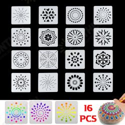 13x13cm 16Pcs White Plastic Mandala Paint Tray Openwork Painting Template 13x13cm 16Pcs White Plastic Mandala Paint Tray Openwork Painting Template