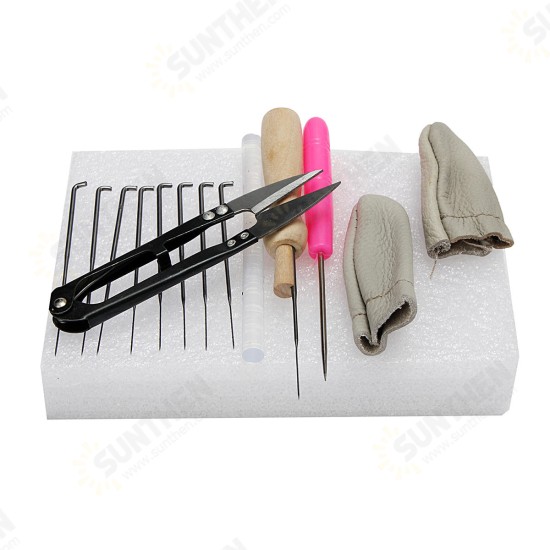 15pcs Kit Wool Felt Tools Needle Felting Starter Kit Mat Scissors Needle