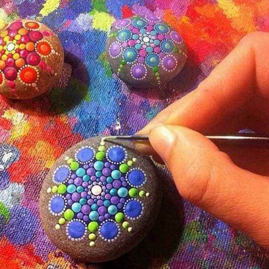 16Pcs Mandala Dotting Tools Set Rock Painting Kit Nail Art Pen Paint Stencil