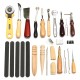 19pcs Leather Craft Punch Tools Stitching Carving Working Sewing Saddle Groover Kit